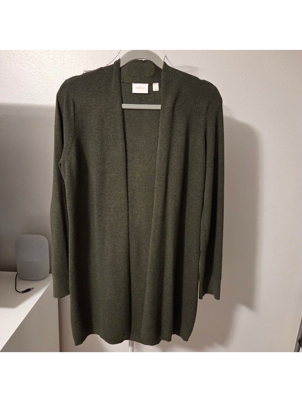 Cyrus Olive Green Open Front Cardigan Sweater Medium